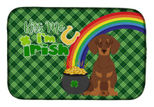 Load image into Gallery viewer, Chocolate and Tan Dachshund St. Patrick's Day Dish Drying Mat – Absorbent, Artistic Kitchen Essentials