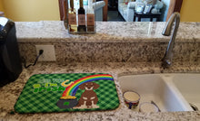 Load image into Gallery viewer, Chocolate and Cream Dachshund St. Patrick's Day Dish Drying Mat – Absorbent, Artistic Kitchen Essentials