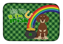 Load image into Gallery viewer, Chocolate and Cream Dachshund St. Patrick's Day Dish Drying Mat – Absorbent, Artistic Kitchen Essentials