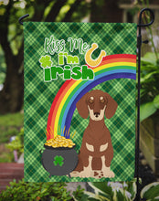 Load image into Gallery viewer, Chocolate and Cream Dachshund St. Patrick's Garden Flag – "Kiss Me I’m Irish" with Pot of Gold &amp; Rainbow