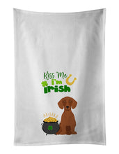 Load image into Gallery viewer, Red Dachshund St. Patrick's Day White Kitchen Towel Set of 2 Dish Towels
