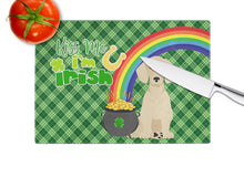 Load image into Gallery viewer, Cream Dachshund St. Patrick's Day Glass Cutting Boards – Durable, Decorative Kitchen Art Large