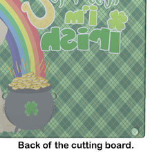 Load image into Gallery viewer, Cream Dachshund St. Patrick's Day Glass Cutting Boards – Durable, Decorative Kitchen Art Large