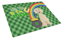 Load image into Gallery viewer, Cream Dachshund St. Patrick's Day Glass Cutting Boards – Durable, Decorative Kitchen Art Large