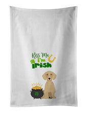Load image into Gallery viewer, Cream Dachshund St. Patrick's Day White Kitchen Towel Set of 2 Dish Towels