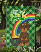 Load image into Gallery viewer, Wirehair Chocolate and Tan Dachshund St. Patrick's Garden Flag – "Kiss Me I’m Irish" with Pot of Gold &amp; Rainbow
