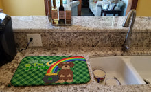 Load image into Gallery viewer, Wirehair Red and Tan Dachshund St. Patrick's Day Dish Drying Mat – Absorbent, Artistic Kitchen Essentials