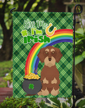 Load image into Gallery viewer, Wirehair Red and Tan Dachshund St. Patrick's Garden Flag – "Kiss Me I’m Irish" with Pot of Gold &amp; Rainbow
