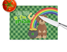 Load image into Gallery viewer, Wirehair Red and Tan Dachshund St. Patrick's Day Glass Cutting Boards – Durable, Decorative Kitchen Art Large
