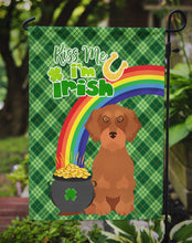 Load image into Gallery viewer, Wirehair Red Dachshund St. Patrick's Garden Flag – "Kiss Me I’m Irish" with Pot of Gold &amp; Rainbow