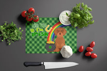 Load image into Gallery viewer, Wirehair Red Dachshund St. Patrick's Day Glass Cutting Boards – Durable, Decorative Kitchen Art Large