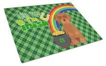 Load image into Gallery viewer, Wirehair Red Dachshund St. Patrick's Day Glass Cutting Boards – Durable, Decorative Kitchen Art Large