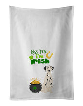 Load image into Gallery viewer, Dalmatian St. Patrick's Day White Kitchen Towel Set of 2 Dish Towels