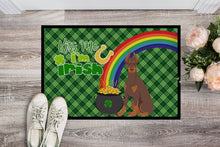 Load image into Gallery viewer, Red and Tan Doberman Pinscher St. Patrick's Day Doormat - 24x36 Decorative Floor Mat – Indoor/Outdoor Rug with Artistic Flair