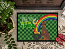 Load image into Gallery viewer, Red and Tan Doberman Pinscher St. Patrick's Day Doormat - 24x36 Decorative Floor Mat – Indoor/Outdoor Rug with Artistic Flair