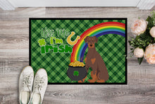 Load image into Gallery viewer, Natural Ear Red and Tan Doberman Pinscher St. Patrick's Day Doormat - 24x36 Decorative Floor Mat – Indoor/Outdoor Rug with Artistic Flair