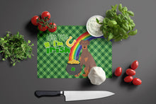 Load image into Gallery viewer, Natural Ear Red and Tan Doberman Pinscher St. Patrick's Day Glass Cutting Boards – Durable, Decorative Kitchen Art Large
