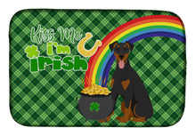 Load image into Gallery viewer, Natural Ear Black and Tan Doberman Pinscher St. Patrick's Day Dish Drying Mat – Absorbent, Artistic Kitchen Essentials