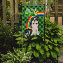 Load image into Gallery viewer, Brindle English Bulldog St. Patrick's Garden Flag – "Kiss Me I’m Irish" with Pot of Gold &amp; Rainbow