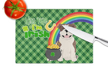 Load image into Gallery viewer, Brindle English Bulldog St. Patrick's Day Glass Cutting Boards – Durable, Decorative Kitchen Art Large