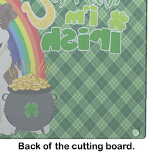 Load image into Gallery viewer, Brindle English Bulldog St. Patrick's Day Glass Cutting Boards – Durable, Decorative Kitchen Art Large