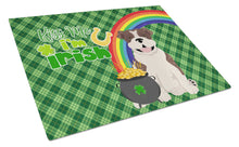 Load image into Gallery viewer, Brindle English Bulldog St. Patrick's Day Glass Cutting Boards – Durable, Decorative Kitchen Art Large