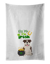 Load image into Gallery viewer, Brindle English Bulldog St. Patrick's Day White Kitchen Towel Set of 2 Dish Towels