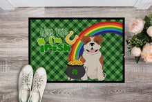 Load image into Gallery viewer, Red English Bulldog St. Patrick's Day Doormat - 24x36 Decorative Floor Mat – Indoor/Outdoor Rug with Artistic Flair