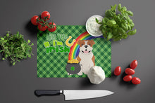 Load image into Gallery viewer, Red English Bulldog St. Patrick's Day Glass Cutting Boards – Durable, Decorative Kitchen Art Large