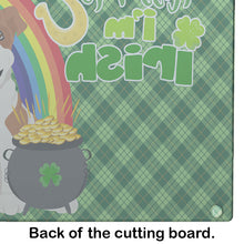 Load image into Gallery viewer, Red English Bulldog St. Patrick's Day Glass Cutting Boards – Durable, Decorative Kitchen Art Large