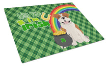 Load image into Gallery viewer, Red English Bulldog St. Patrick's Day Glass Cutting Boards – Durable, Decorative Kitchen Art Large