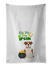 Load image into Gallery viewer, Red English Bulldog St. Patrick's Day White Kitchen Towel Set of 2 Dish Towels