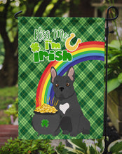 Load image into Gallery viewer, Black French Bulldog St. Patrick's Garden Flag – "Kiss Me I’m Irish" with Pot of Gold &amp; Rainbow