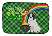 Load image into Gallery viewer, Black and White French Bulldog St. Patrick's Day Dish Drying Mat – Absorbent, Artistic Kitchen Essentials