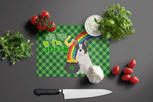 Load image into Gallery viewer, Black and White French Bulldog St. Patrick's Day Glass Cutting Boards – Durable, Decorative Kitchen Art Large