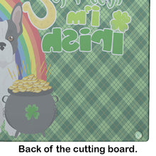 Load image into Gallery viewer, Black and White French Bulldog St. Patrick's Day Glass Cutting Boards – Durable, Decorative Kitchen Art Large
