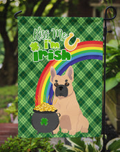 Load image into Gallery viewer, Fawn French Bulldog St. Patrick's Garden Flag – "Kiss Me I’m Irish" with Pot of Gold &amp; Rainbow