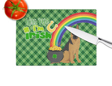 Load image into Gallery viewer, Black and Tan German Shepherd St. Patrick's Day Glass Cutting Boards – Durable, Decorative Kitchen Art Large