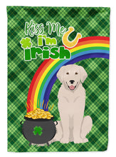 Load image into Gallery viewer, Cream Golden Retriever St. Patrick's Garden Flag – "Kiss Me I’m Irish" with Pot of Gold &amp; Rainbow