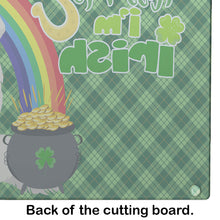 Load image into Gallery viewer, Cream Golden Retriever St. Patrick's Day Glass Cutting Boards – Durable, Decorative Kitchen Art Large