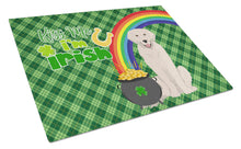 Load image into Gallery viewer, Cream Golden Retriever St. Patrick's Day Glass Cutting Boards – Durable, Decorative Kitchen Art Large