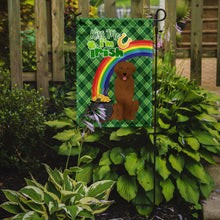 Load image into Gallery viewer, Mahogany Golden Retriever St. Patrick's Garden Flag – "Kiss Me I’m Irish" with Pot of Gold &amp; Rainbow
