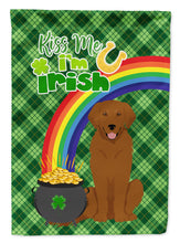 Load image into Gallery viewer, Mahogany Golden Retriever St. Patrick's Garden Flag – "Kiss Me I’m Irish" with Pot of Gold &amp; Rainbow