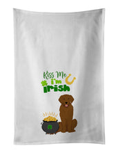 Load image into Gallery viewer, Mahogany Golden Retriever St. Patrick's Day White Kitchen Towel Set of 2 Dish Towels