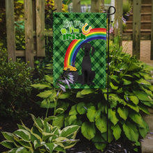 Load image into Gallery viewer, Black Great Dane St. Patrick's Garden Flag – "Kiss Me I’m Irish" with Pot of Gold &amp; Rainbow