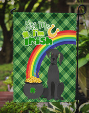 Load image into Gallery viewer, Black Great Dane St. Patrick's Garden Flag – "Kiss Me I’m Irish" with Pot of Gold &amp; Rainbow