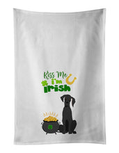 Load image into Gallery viewer, Black Great Dane St. Patrick's Day White Kitchen Towel Set of 2 Dish Towels