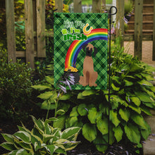 Load image into Gallery viewer, Fawn Great Dane St. Patrick's Garden Flag – "Kiss Me I’m Irish" with Pot of Gold &amp; Rainbow
