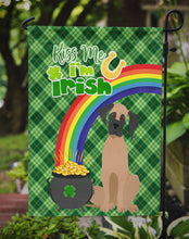 Load image into Gallery viewer, Fawn Great Dane St. Patrick's Garden Flag – "Kiss Me I’m Irish" with Pot of Gold &amp; Rainbow