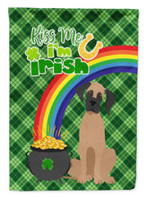 Load image into Gallery viewer, Fawn Great Dane St. Patrick's Garden Flag – "Kiss Me I’m Irish" with Pot of Gold &amp; Rainbow
